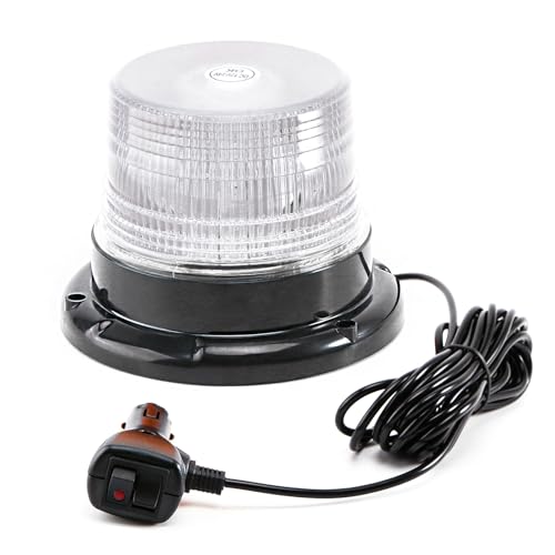 Image of 1-Pcs White LED Beacon Lights 12-24V Warning Safety Flashing Emergency Roadside Strobe Mini Light Bar with Magnetic Base for Snow Plow Truck Construction Vehicles Forklift Tractor Golf Carts