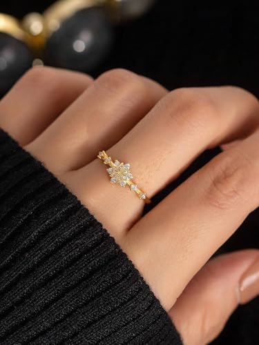 1pc Creative &Elegant Snowflake Design Zircon Rings For Women Prom Wedding Anniversary For Women Silver Ring Birthday Gift Fine Jewelry