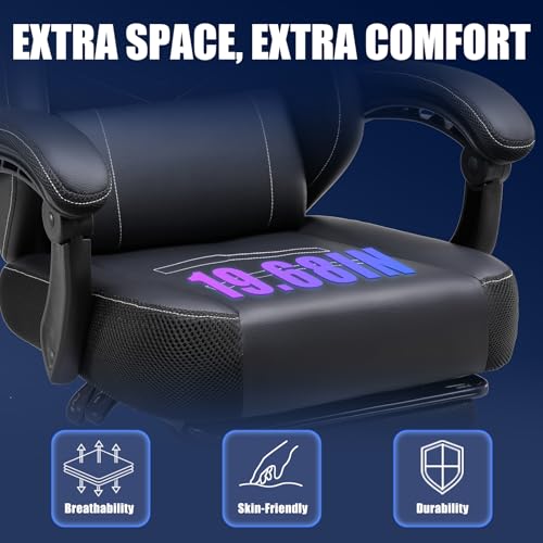 Gaming Chair with Massage and Footrest