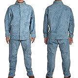 [Hochwertiges Rindsleder] Dieser Schweißeranzug wird mit hochwertigem Rindsleder verarbeitet und produziert. Das Rindsleder ist flexibel und langlebig, mit Abriebfestigkeit, Wärmedämmung und Feuerbeständigkeit.