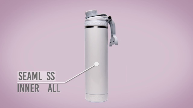 Botella de agua aislada ORCA Hydra 34 oz de acero inoxidable con acabado en polvo y mango de silicona tipo cola de ballena, apta para lavavajillas - Negro miniatura 5