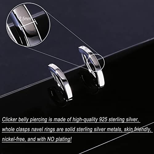 Zs 14G Clicker Belly Button Rings For Women, 925 Sterling Silver Belly Barbell Piercing Gold Reverse Curved Navel Barbell Body Jewelry (10Mm) #TOP2