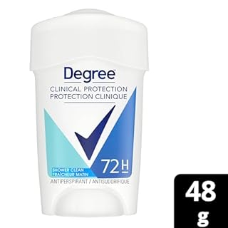 Degree Clinical Protection Soft Solid Antiperspirant Stick, Shower Clean, for 72-hour Sweat and Odour Protection, 48g