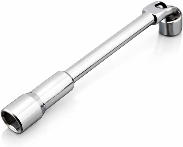 L-Type Lug Wrench, Heavy Duty Cr-V Steel Wheel Nut Spanner with Pass-Through Design, High Torque Extended Handle for Automotive, DIY, and Industrial Maintenance, Across Flats (AF): 19mm