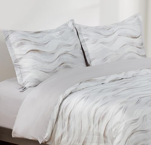 Majestic Giftware Madison Linen 6 Pcs King Size Bedding Set (BL511-K) | Woven Woods 300 TC Cotton Sateen Durable & Washable | 1 Fitted Sheet, 1 Duvet, 4 Pillowcases - Lux Collection