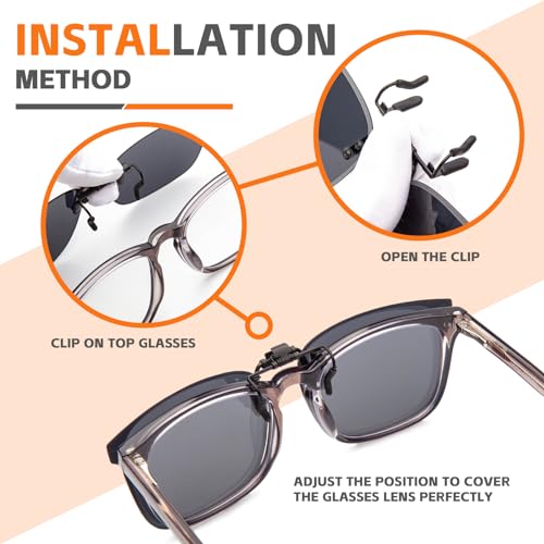 JO Polarized Clip-On Sunglasses UV400 Anti-Glare Lenses Laser Edge Design Unisex4