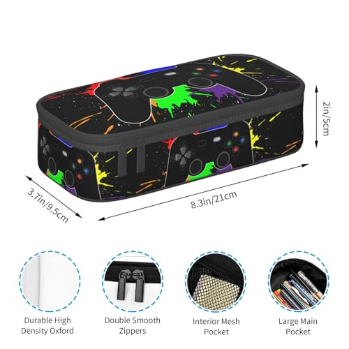 Image of Game Joystick Splash Cool Gamer Pencil Case Big Capacity Storage Pencil Pouch Stationery Bags With Zipper Portable Pen Holder Box Organizer For Boys Kids Student College School Office Supplies