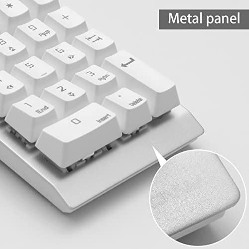 Mechanical Numeric Keypad Wired Keypad 22 Keys(20%) Mini Numpad With Outemu Brown Switch Extended Layout By Qisan For Banking, Financial Securities-White #TOP2