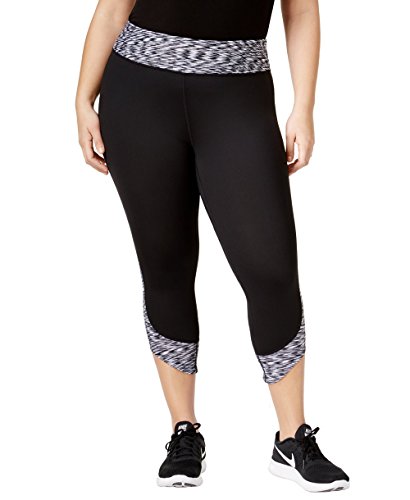 Calvin Klein Performance Womens Plus Crop Compression Capri Pants (Black, 3X)