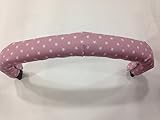 Cubre barra para silla bugaboo 2 y 3 en pique de canutillo estampado rosa palo con estrellas, se engancha a la barra de la silla de paseo con Velcro, lavado a 30, fácil planchado