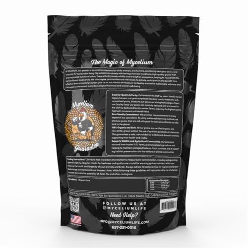 Mycelium Premium Whole Corn – 5LB Organic Non-GMO Bird Food for Crows, Ravens, Ducks, Geese, and Wild Birds – High-Energy No-Mess Corn Feed for Ground Feeding and Platform Feeders – USA Grown