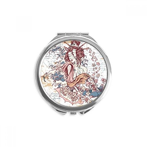 Miroir rond japonais de poche geisha et vagues de 2,6 pouces pour des retouches maquillage au quotidien