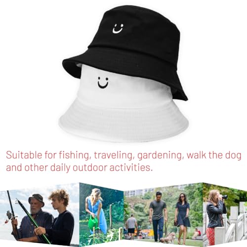 Image of Cotton Bucket Hat for Women Men Summer Travel Sun Beach Bucket Cap, Unisex Outdoor Fisherman Hat