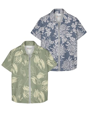Image of HELLCAT Yellow, Olive Trendy Regular Fit Printed Causal Shirt for Boys - Pack of 2
