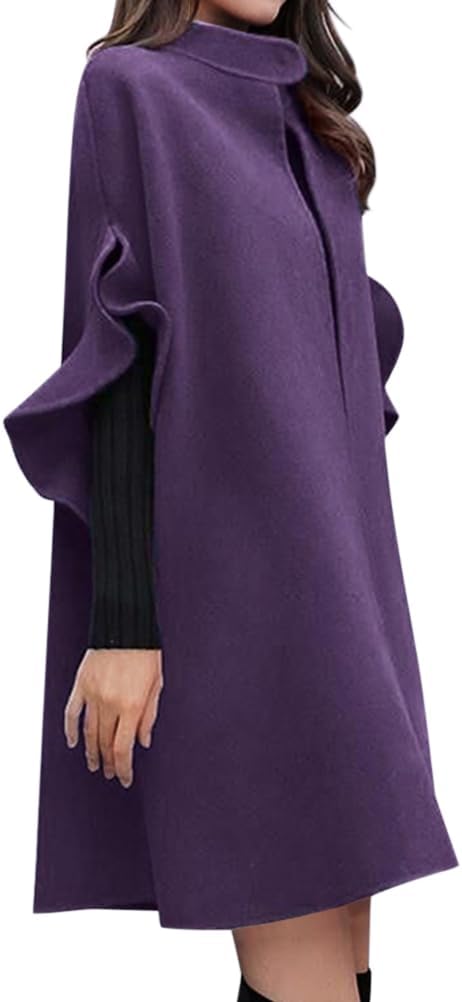 Cappotto Donna Invernale ORANDESIGNE In Lana - Mantella Poncho Elegante Per Cerimonie - Foto 6