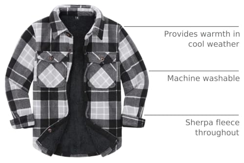 Image of ThCreasa Boys Sherpa Lined Plaid Button Shirt Jacket