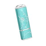 TCELL Natural Beauty 128GB USB 3.0 Flash Drive Decorated with Swarovski Elements Crystal Blue for Women Student Office Gift, Blue USB Stick