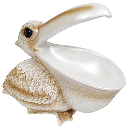 Sanqing Creative Resin Statues The Pelican Birds Toucan Figurines Keys Candy Bowl For Entryway Table Statue Decor Ornament Home Bar Office (Pearlwhite) #TOP3