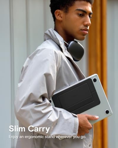 Image of MOFT Laptop Stand, Adhesive Airflow Laptop Cooling Riser for Heat Dissipation with 2 Adjustable Angles, Foldable Computer Stand Compatible with Laptops 11 inch-16 inch, Light Jet Black