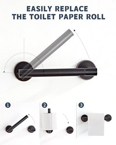 Image of RARXTR Bronze Toilet Paper Holder SUS304 Stainless Steel Double Post Pivoting Toilet Paper Roll Holder Wall Mounted Toilet Tissue Holder for Commercial Bathroom RV Oil Rubbed Bronze