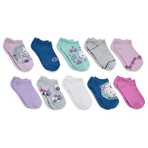 Hello Kitty Girls' 10 Pack No Show Ankle Socks