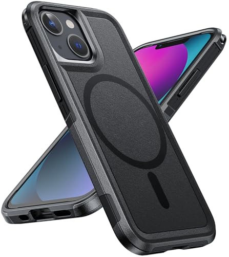 Image of FNTCASE for iPhone 13 Mini Case: iPhone 12 Mini Case Dual Layer Magnetic Phone Cases Compatible with Magsafe Military Grade Drop Bumper Tough Protective Cell Phone Cover (Black)