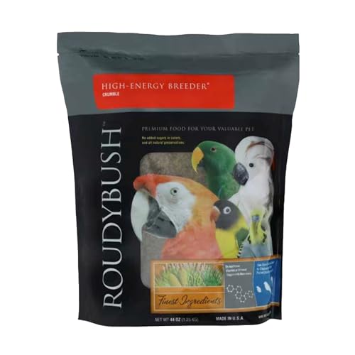Roudybush High Energy Breeder Food for Breeding & Weaning Birds - Scientifically Formulated Bird Feed - Bird Food Pellets w/ Corn, Wheat, Soy - Nutritious & Healthy Feed for Birds (Crumble, 44oz)