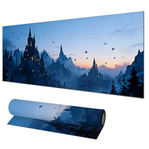 Tapis de souris de jeu antidérapant XL au design art urbain et gothique 80 x 30 cm