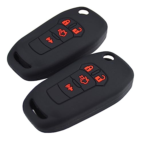 Image of Silicone Rubber Key Fob Cover Protector for Ford Fusion Explorer (Flip Key) N5F-A08TAA 164-R7986 5924003 4 Button Remote Control