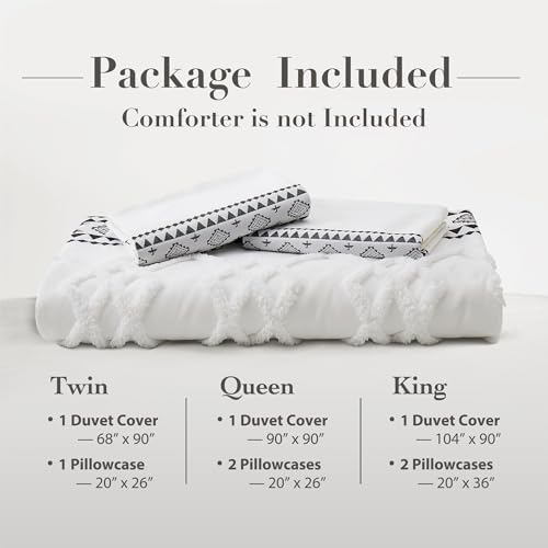 Image of Oli Anderson Boho Duvet Cover Set King Size, Black and White Color Clash 3 PCS Microfiber Bedding Set, Durable and Super Soft Duvet Covers with Zipper and Ties, 104 inch*90 inch