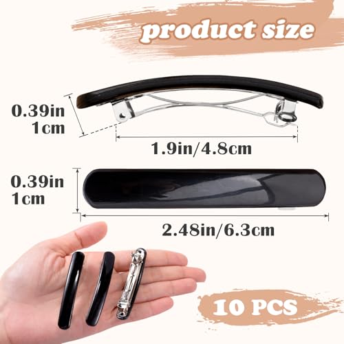10 pinzas para el cabello ovaladas negras 6.3 cm miniatura 2