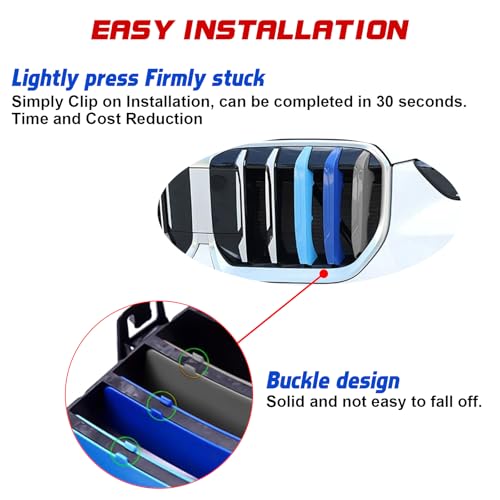Image of x xotic tech Iconic 3-color Tri Grille Insert Trims Strips, Front Center Kidney Grilles Compatible with BMW X1 U11 iX1 2023 2024 2025(5-Beams Standard Grill)