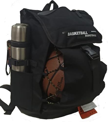 Basketball Backpack Sports Gym Backpack Bag with Ball /Shoe Compartment Anti Theft Drawstring Laptop Backpack 17 inch Bookbags for Women Men,Black, 38L