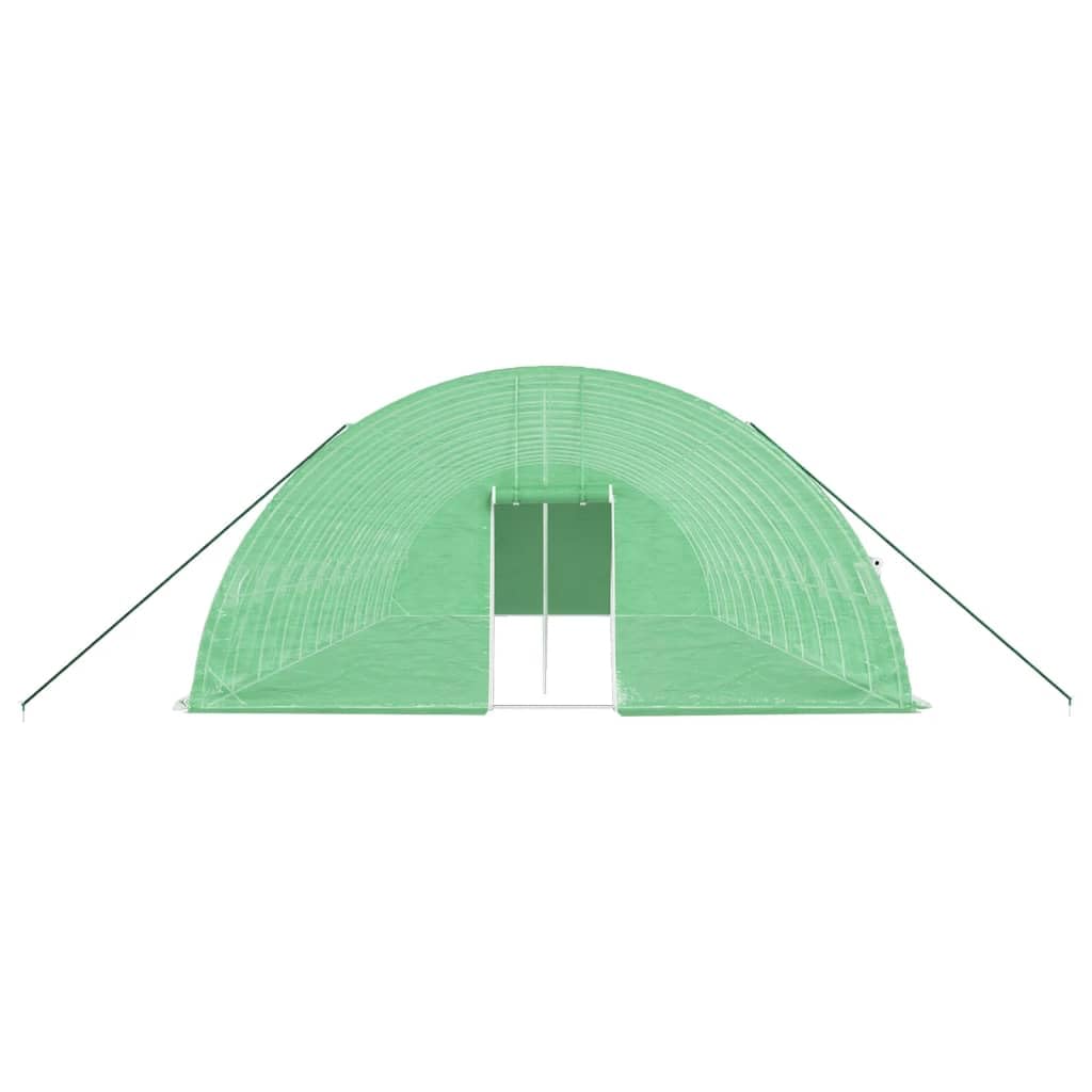 Gewächshaus 12x6x2,85 m mit grünem PE Folientunnel und verzinktem Stahlrahmen, 72 m² Frühbeet Treibhaus für Anzucht, Gemüse und Pflanzenpflege