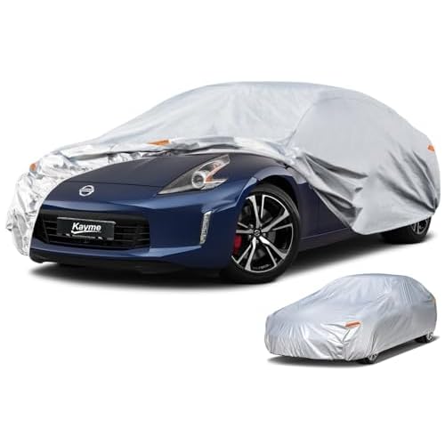 Kayme 6 Layers Car Cover Custom Fit for Nissan 350Z/370Z（2009-2025） Waterproof All Weather for Automobiles, Outdoor Full Cover Rain Sun UV Protect