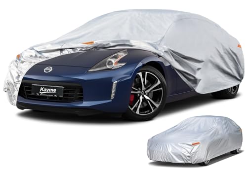 Image of Kayme 6 Layers Car Cover Custom Fit for Nissan 350Z /370Z(2009-2024) Waterproof All Weather for Automobiles, Outdoor Full Cover Rain Sun UV Protection.Silver