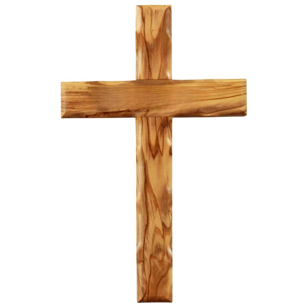 KASSIS Olive Wood Hanging Wall Crucifix, Simple Design 12 cm – Handmade Cross from Bethlehem – Confirmation, Communion & Baptism Gift – Religious Christian Home Decor