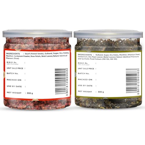 Image of Delight Foods Calcutta & Banarasi Meetha Paan Mukhwas 600g (300g x 2) | Mouth Fresheners Sweet Paan Mix | Digestive & After Meal Snacks | Without Supari | Refreshing