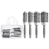Olivia Garden Ceramic + Ion Round Thermal Hair Brush - Not Electrical - Professional Blowout Brush for Normal to Thick Hair - 1' to 2 1/8 Diameter Barrel - White and Grey - CI-25,CI-35, CI-45, CI-55
