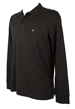 Calvin Klein CK Men's Long Sleeve Polo Shirt with Collar and