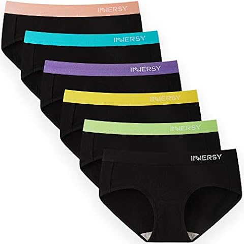 INNERSY Unterhosen Damen Baumwolle Sportunterwäsche Hipster Panties Schwarz Taillenslip 6er Pack (M, Sportliches Schwarz) Cover