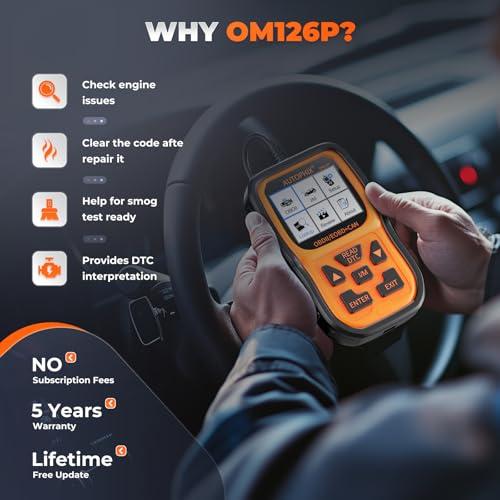 AUTOPHIX OM126P+ OBD2 Scanner, Vehicle Code Reader for Check Engine Light, Car Scanner for Automotive Diagnostic, Live Data, Read & Clear Fault Code for All US Cars After 1996