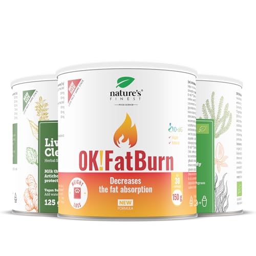 Nature’s Finest Detox Stoffwechsel Bundle - BIO Detox, Liver Cleanse & OK!Burn Drink Mix - Pflanzenbasierte Nahrungsergänzung Für Stoffwechsel & Verdauung, 3er Set, 400 g