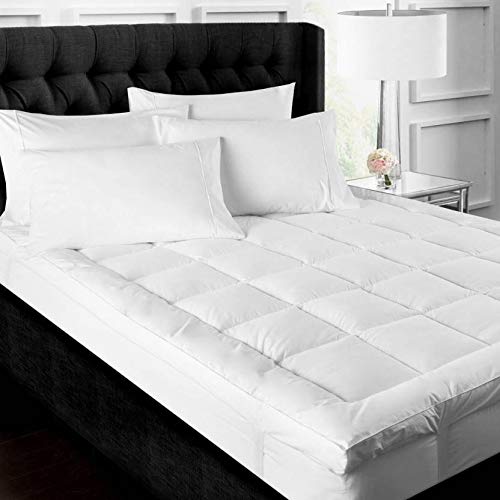 800 GSM Quilted Mattress Padding Mattress Topper White for Double Bed-72 Inch X 72 Inch-image-28