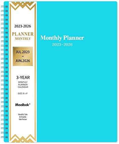 2023-2026 Monthly Planner/Calendar - 3 Year Monthly Planner 2023-2026, July 2023 - June 2026, 9'' x 11'', Monthly Planner with 36 Months Tabs, Two-side Pocket, Holidays, Notes Pages, Perfect Organizer