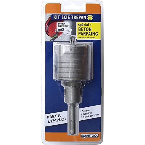 Smartool Kit Scie Cloche Beton 68mm - Prêt À L’emploi - Spécial Boitier D’encastrement | Mur Résistant Pierre, Brique, Ciment...