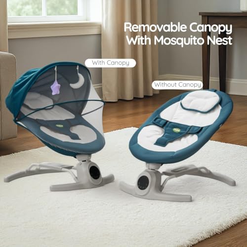 Image of Baybee Wobbles Electric Baby Cradle and Swing | Baby Relaxing Swing Jhula with Adjustable Speed & Timer | Rocker for Babies with Music, Canopy & Mosquito Net, Automatic Cradle for New Born Baby (Blue)