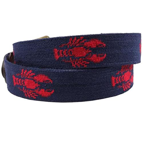 Lobster Needlepoint Belt in Dark Navy by Smathers & Branson2