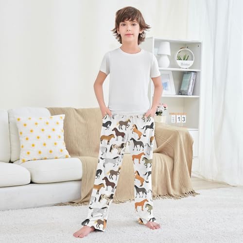 Boys' Pants Horse Flat Style Animal Long Bottoms Jogger Pants Elastic Waist Trousers with Pockets S-XL3