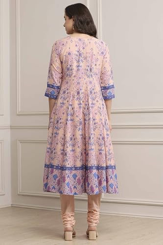 Image of BIBA Women Cotton Anarkali Printed Suit Set